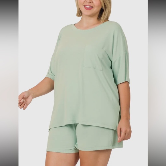 Tops - 18. Women's Light Green/Blue Loungewear Set